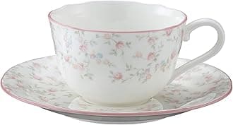 Noritake T59387A/9940 Cup & Saucer (Coffee/Tea Multi-Use), 8.8 fl oz (220 cc), Cutie Rose, Microwave Safe, Bone China