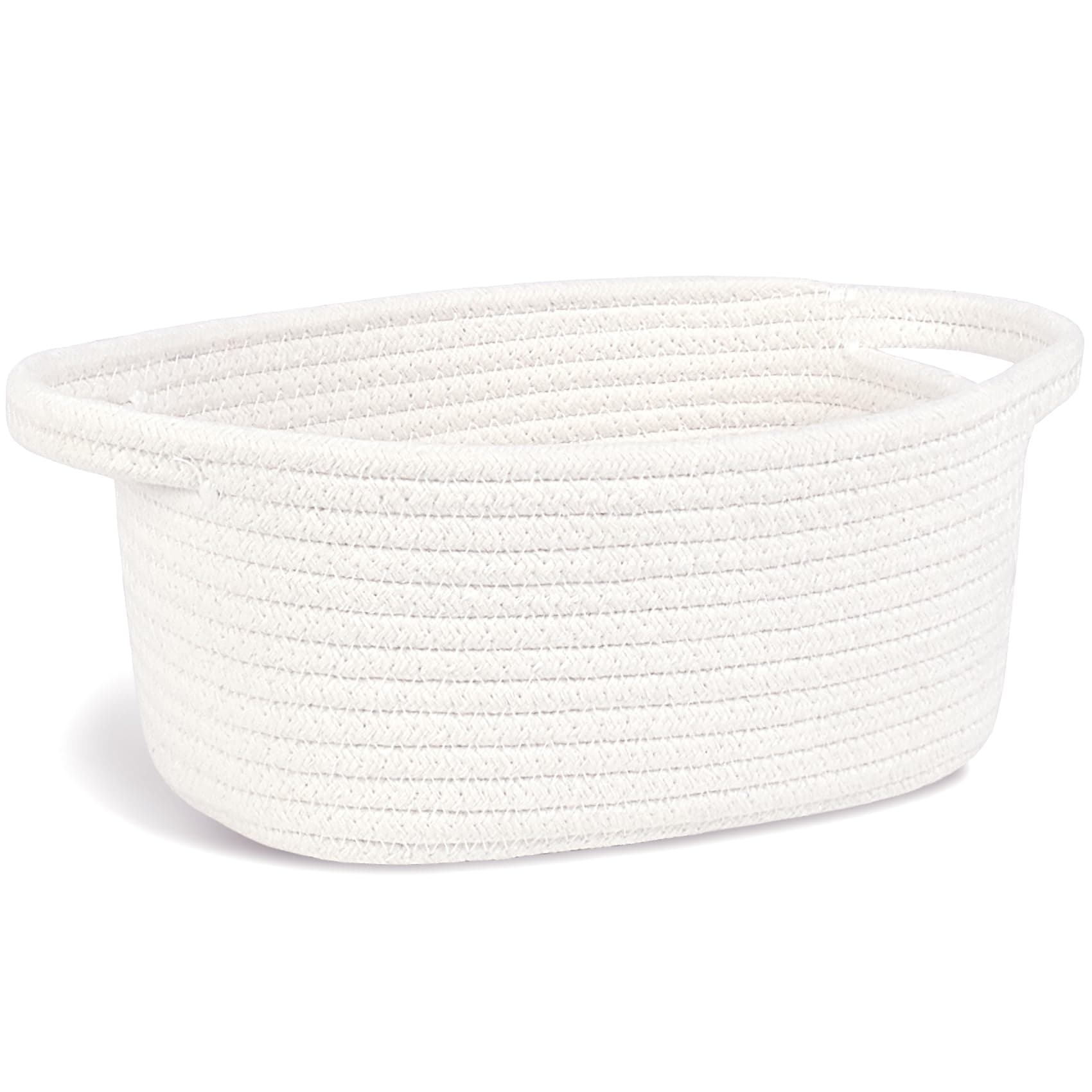 ABenkle Small Storage Basket, Mini Basket, Cute Tiny Cotton Rope Woven Basket, Shelf Basket, Boho Decorative Toy Storage Bin Gift Baskets, White