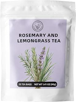 HANFANGLING Rosemary Lemongrass Herbal Tea - 20 Tea Bags, Natural Blend of Rosemary & Lemongrass, Caffeine-Free, Refreshing & Uplifting, Relaxation & Digestion