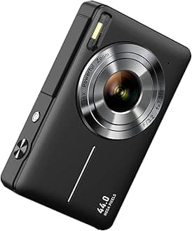 44MP Digital Camera with 32GB Card, Compact 1080P HD Vlogging Camera with 2.4" LCD Screen, 16X Zoom, Anti-Shake, Fill Light, Rechargeable Battery, Mini Portable Camera for Photography & Video (Black)