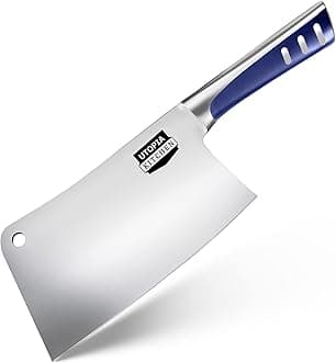 Utopia Kitchen 7 Inch Cleaver Kitchen Knife Chopper Butcher Knife Stainless Steel for Home Kitchen and Restaurant (Blue)