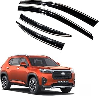 Premium Chromeline & Silverline Unbreakable Car Rear Window Wind Deflectors & Side Door Visor Rain Guard Compatible with (Honda Elevate (2023 Onwards))