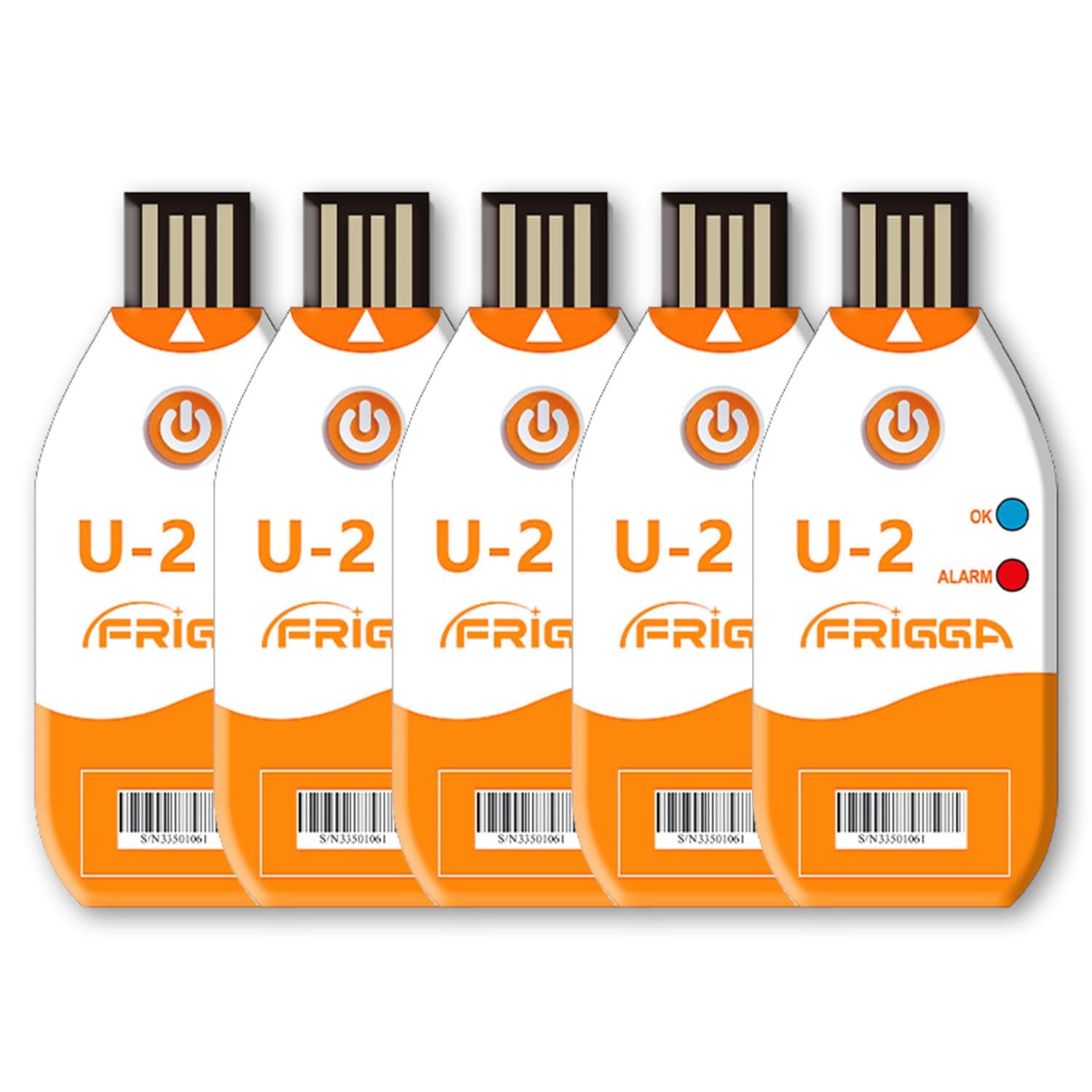 Frigga USB Temperature Data Logger Disposable Temperature Recorder 100 Days High Precision Thermometer Monitor with 14400 Points PDF CSV Report U2 Pack of 5