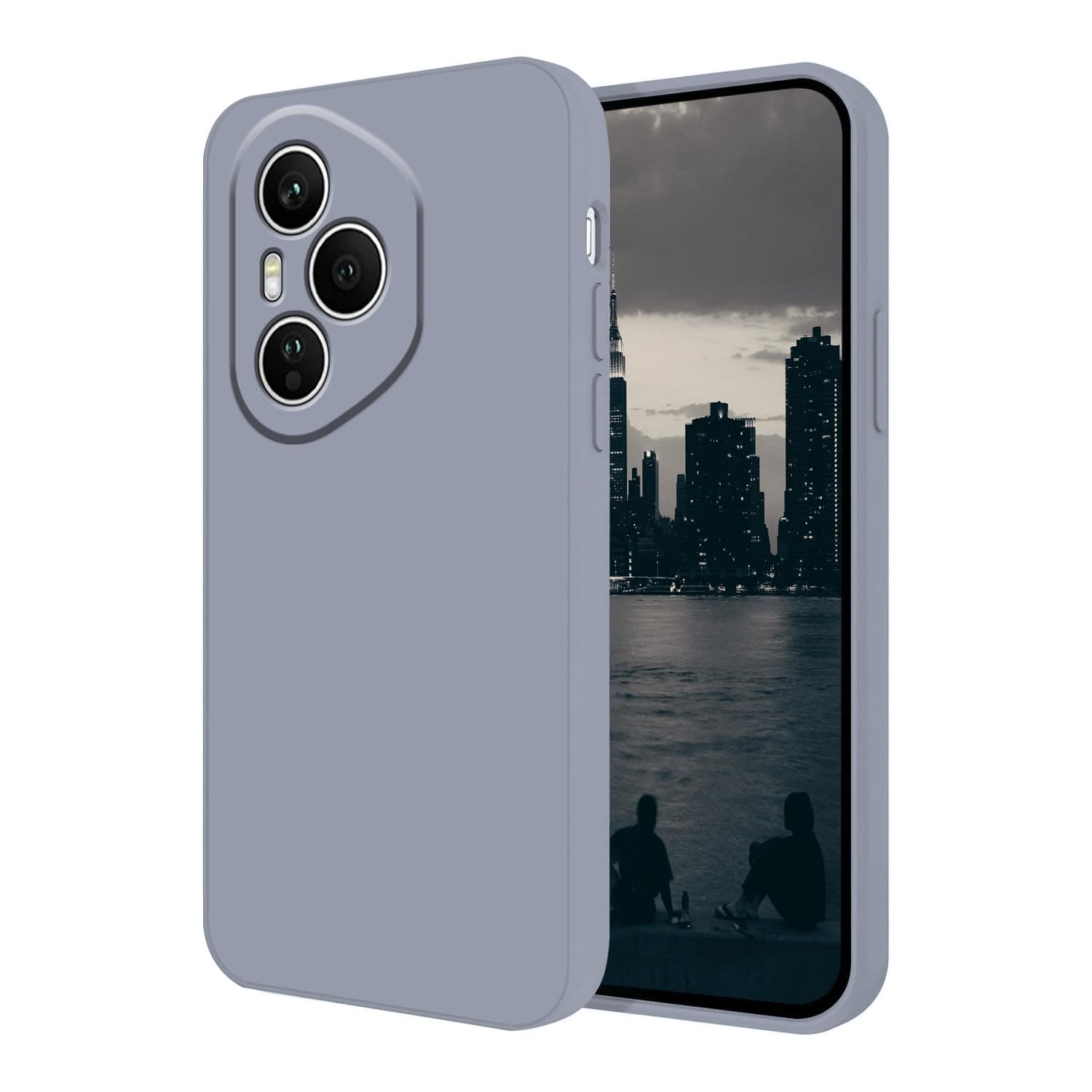 Compatible with Honor 400 Pro Case Silicone with Soft Microfiber Lining, Phone Case for Honor 400 Pro Slim Dark Green Shockproof Bumper Cover (Grey)