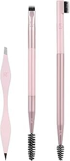 Real Techniques Brow Shaping Set, Spoolie, Tweezers & Brow Brushes, Dual-Ended Tools, For Styling, & Shaping Eyebrows, Get Full, Fluffy Brows, Multiuse Brushes, Cruelty-Free, 3 Piece Set