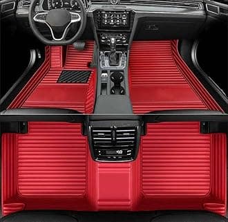 Custom Personalized Floor Mats ，Luxury Full Coverage All Weather Car Floor Mats，Anti-Slip Leather Car Mat Set ，Custom Floor Mat， for 99% of Cars, Trucks & SUV. (Streak Pure red)