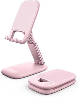 Lamicall Pink Phone Holder, Desk Accessories - Rose Gold Pink Office Cell Phone Holder, Desktop, Office Desks Accessories, Desk Decor Gifts for Women, for iPhone, 4-8'' Phone