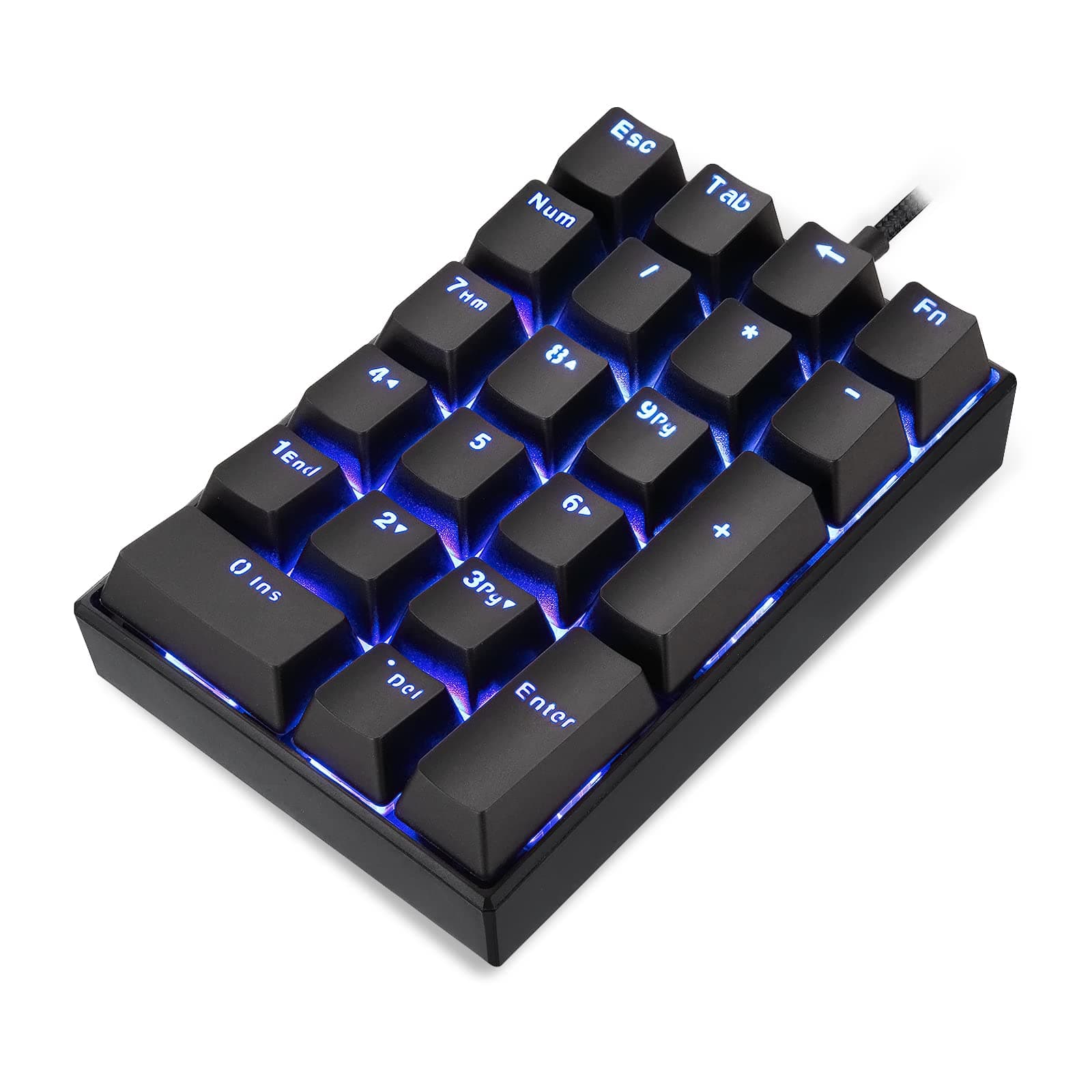 K23 Mechanical Numeric Keypad Red Switch Wired 21 Keys Mini Numpad Portable Keypad Backlight Gaming Keypad Extended Layout for Cashier