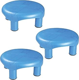 Kuber Industries Pack of 3 Bathroom Stool | Stool for Sitting | Plastic Stool for Bathroom | Anti-Slip with Strong Bearing | Patla for Toilet | Blue