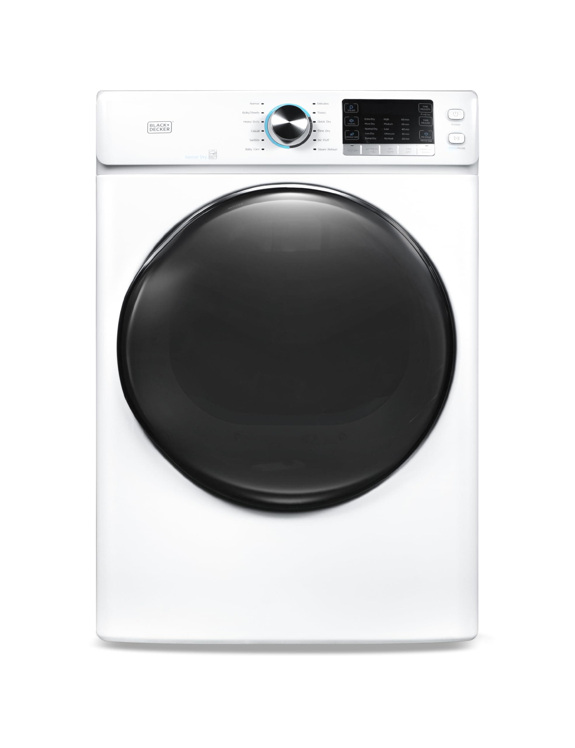 8.0 Cu. Ft. Electric Front Load Dryer with Steam, Clothes Dryer with LED Display, 12 Cycle Selections, ENERGY STAR, 240V Machine Requires Professional Installation, BFLD80ME, White