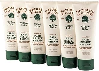 Willow Balm Natural Pain Relief Cream for Muscles & Joints | Fast-Acting with Willow Bark & Menthol | Free from Artificial Fragrances & Dyes | 6-Pack | 3.5 fl oz