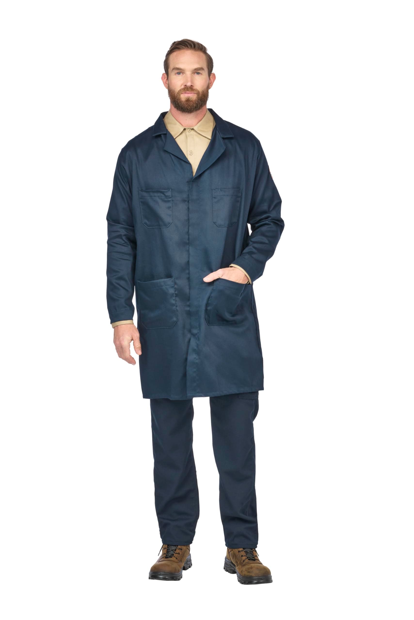 mens Bulwark® FR Concealed Snap-Front Lab Coat Fr Concealed Snap-front Lab Coat