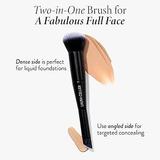 LAURA GELLER NEW YORK (13 Dual-Ended Concealer+ Foundation Brush) - Dual-Ended Concealer and Foundation Makeup Brush for Blending Liquid and Cream Makeup