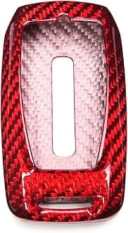 Glass Carbon Fiber Key FOB Cover for Dodge RAM TRX 1500 2500 3500 Limited Rebel Bighorn Laramie Tradesman Key Case Key Shell(Red)