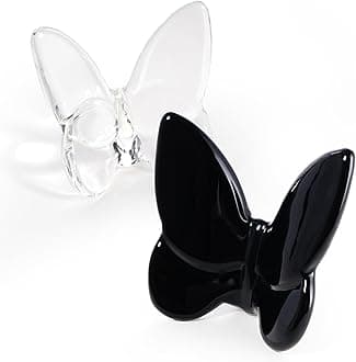 Crystal Butterfly Figurines,Flying Butterfly Figurine Decor Crystal Cut Glass Butterfly Ornament Statue Animal Collectible Gift Home Ornament Decor (Black+White)