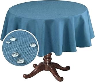 H.VERSAILTEX Linen Textured Table Cloths Round 70 Inch Premium Solid Tablecloth Spill-Proof Waterproof Table Cover for Dining Buffet Feature Extra Soft and Thick Fabric Wrinkle Free, Ink Blue