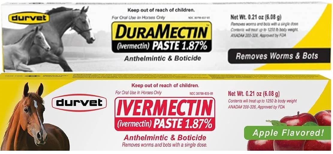 Durvet Ivermectin (Apple Flavor) & Duramectin Paste Dewormer - Bundle 6.08g 1.87 - 2 Pack