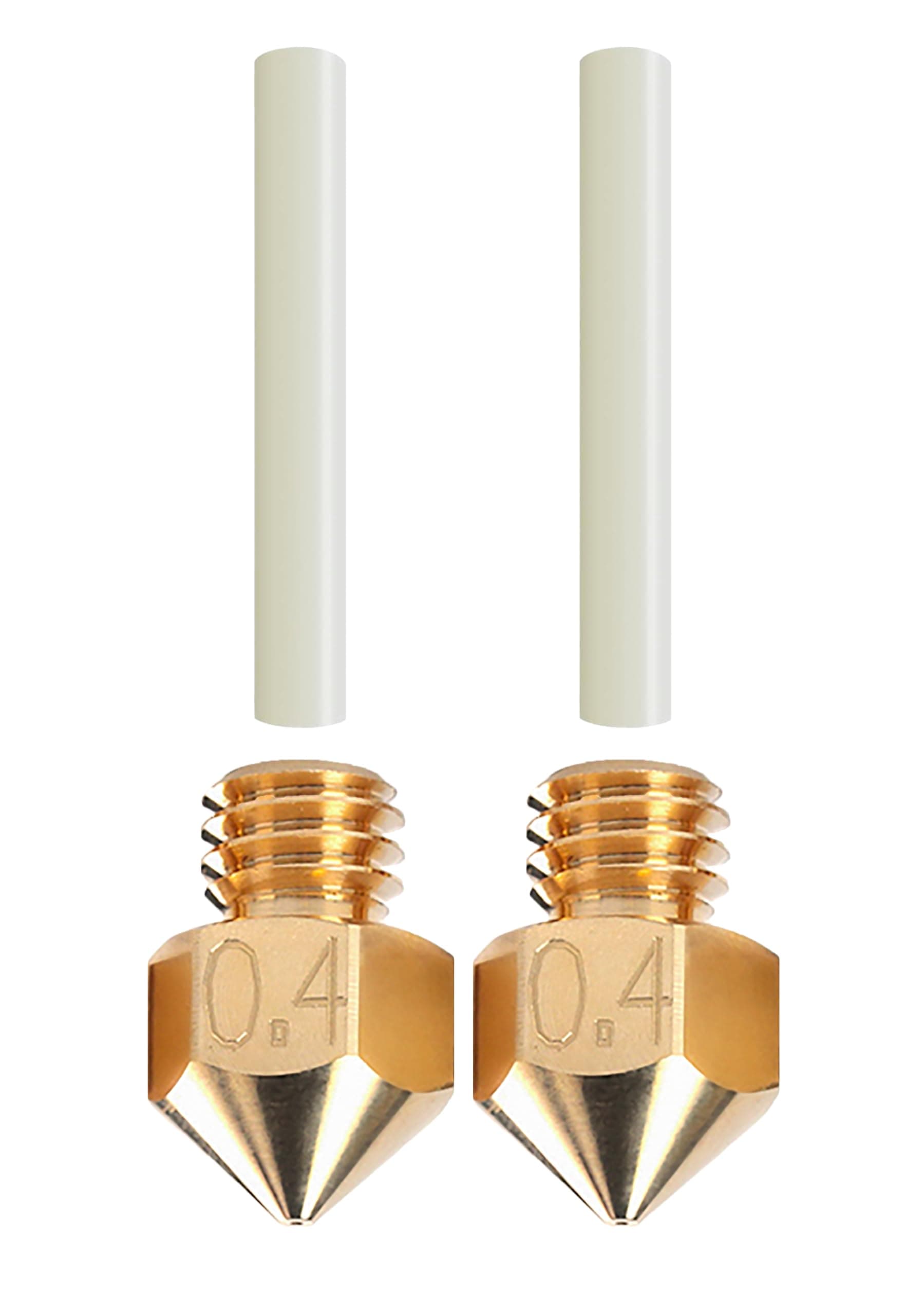 Qidi Tech i-Fast & X-CF Pro M6 Brass Nozzles (0.4mm) PTFE Tubes, 1.75mm Filament Qidi 3D Printer Extruder (2pcs)