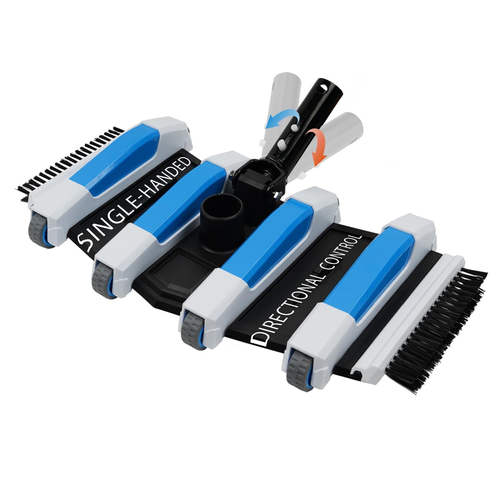 Enhanced Pool Vacuum Head with Direction-Control Swivel Handle Pool Brush Head with Wheels for Vinyl Liner Professional Weighted Pool Vac Cleaner for Inground & Above Ground Pool - Blue