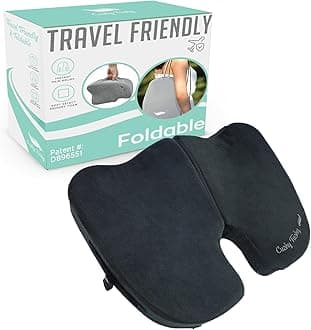 Cushy Tushy Premium Foldable Travel Seat Cushion - for Relief of Lower Back, Sciatic, Butt and Tailbone Pain - for Home & Office Use, Perfect for Travel or Driving - Coccyx Seat Cushion