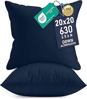 Utopia Bedding Throw Pillows Insert (Pack of 2, Navy) - 20 x 20 Inches Bed and Couch Pillows - Indoor Decorative Pillows
