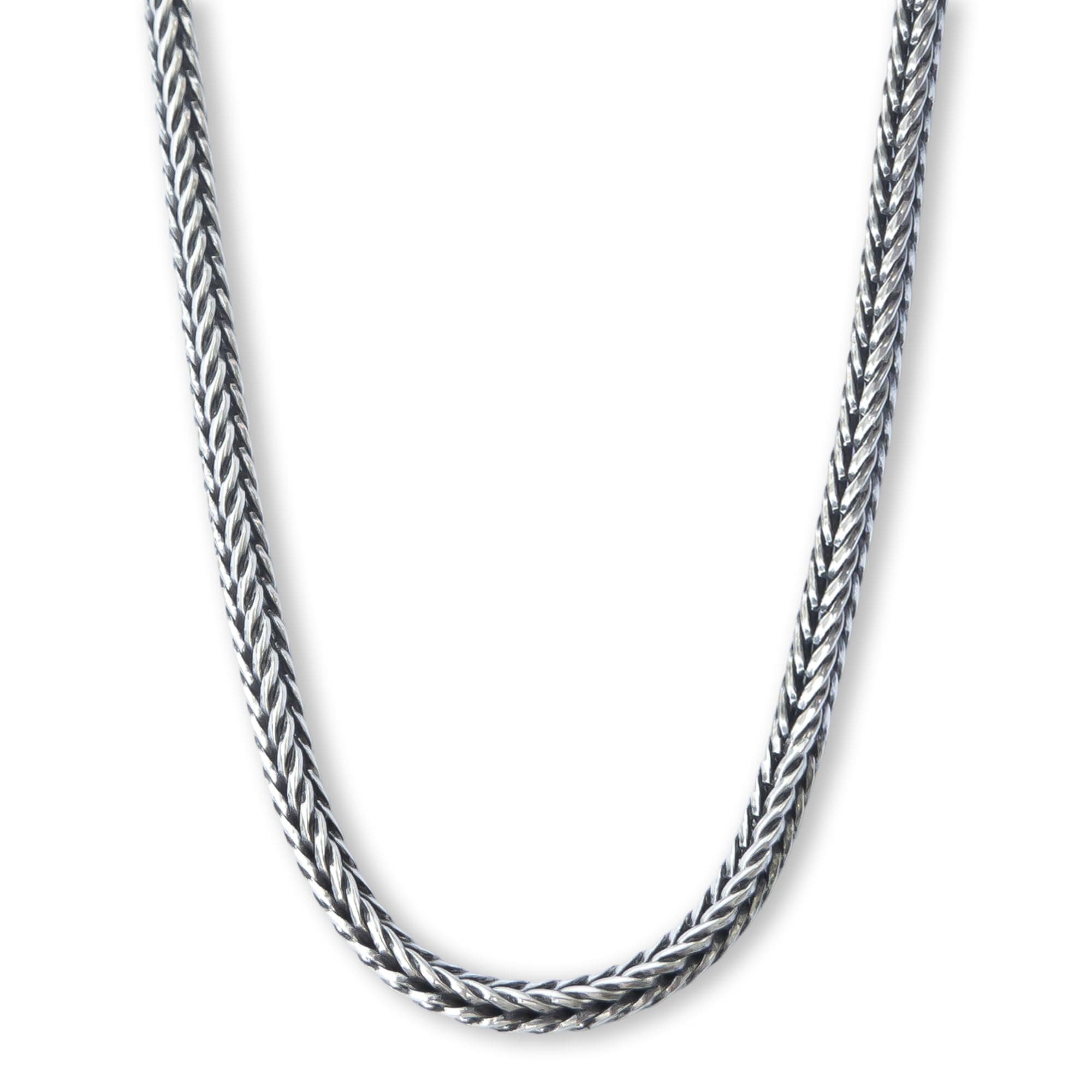 Solid 925 Sterling Silver Foxtail Chain Necklace, Width 1.5mm - Oxidized Non-Tarnish Unisex Snake Design Wheat Chain Necklace for Men Women 17.7" 19.7" 21.6" 23.6" Inch - Handmade