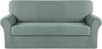 Turquoize Stretch Sofa Slipcover 2 Pieces Sofa Cover Couch Cover for 3 Cushion Couch Washable Furniture Protector Covers with Elastic Bottom Feature Thick Jacquard Fabric (Sofa, Dark Cyan)