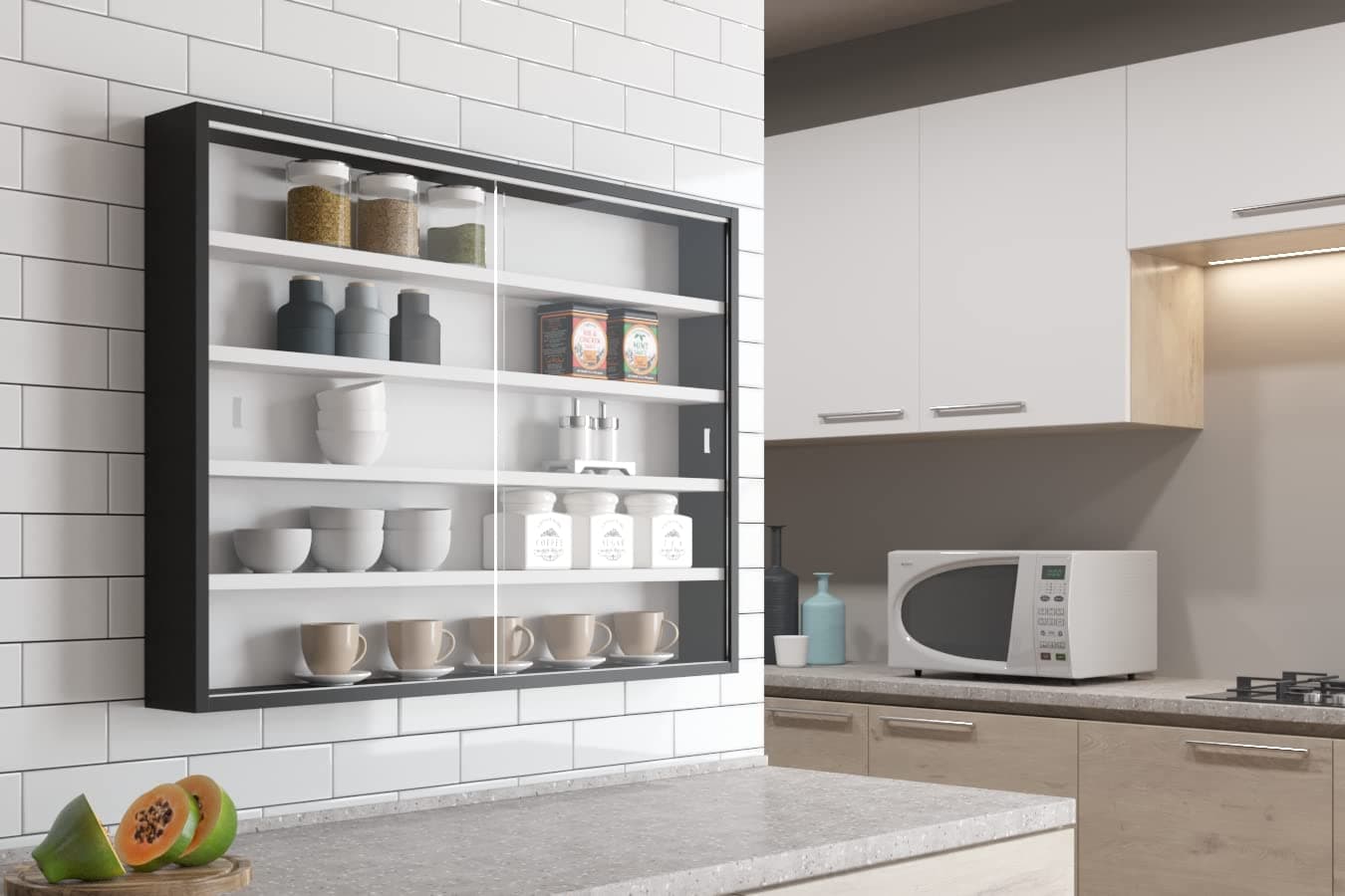 Inter Link Display Cabinet Collecty, Black/white