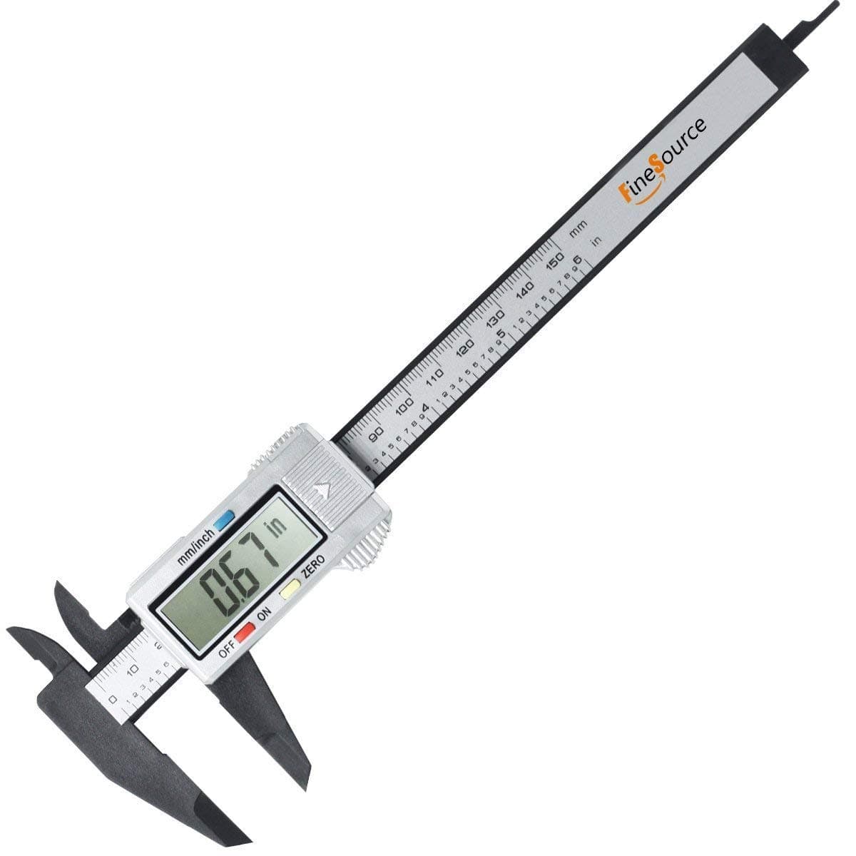 Amazing Tools Caliper-01 Electronic Digital Caliper Inch/Metric Conversion 0-6 Inch/150 mm Carbon Fiber Gauge Micrometer Extra Large LCD Screen Auto Off Featured Measuring Tool, Silver