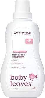 ATTITUDE Baby Fabric Softener, Plant and Mineral-Based Ingredients, HE Compatible, Vegan and Cruelty-free Laundry and Household Products, Unscented, 40 Loads, 33.8 Fl Oz