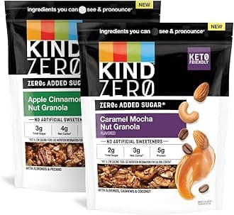 KIND Zero Added Sugar Keto Granola, Variety Pack, Apple Cinnamon Nut and Cara...