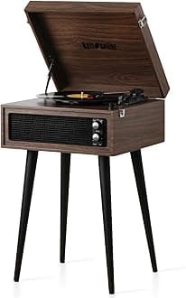 3-Speed Record Player, Bluetooth Turntable with Built-in Speakers and Detachable Legs,USB Playback& Vinyl-USB Recorder (Espresso)