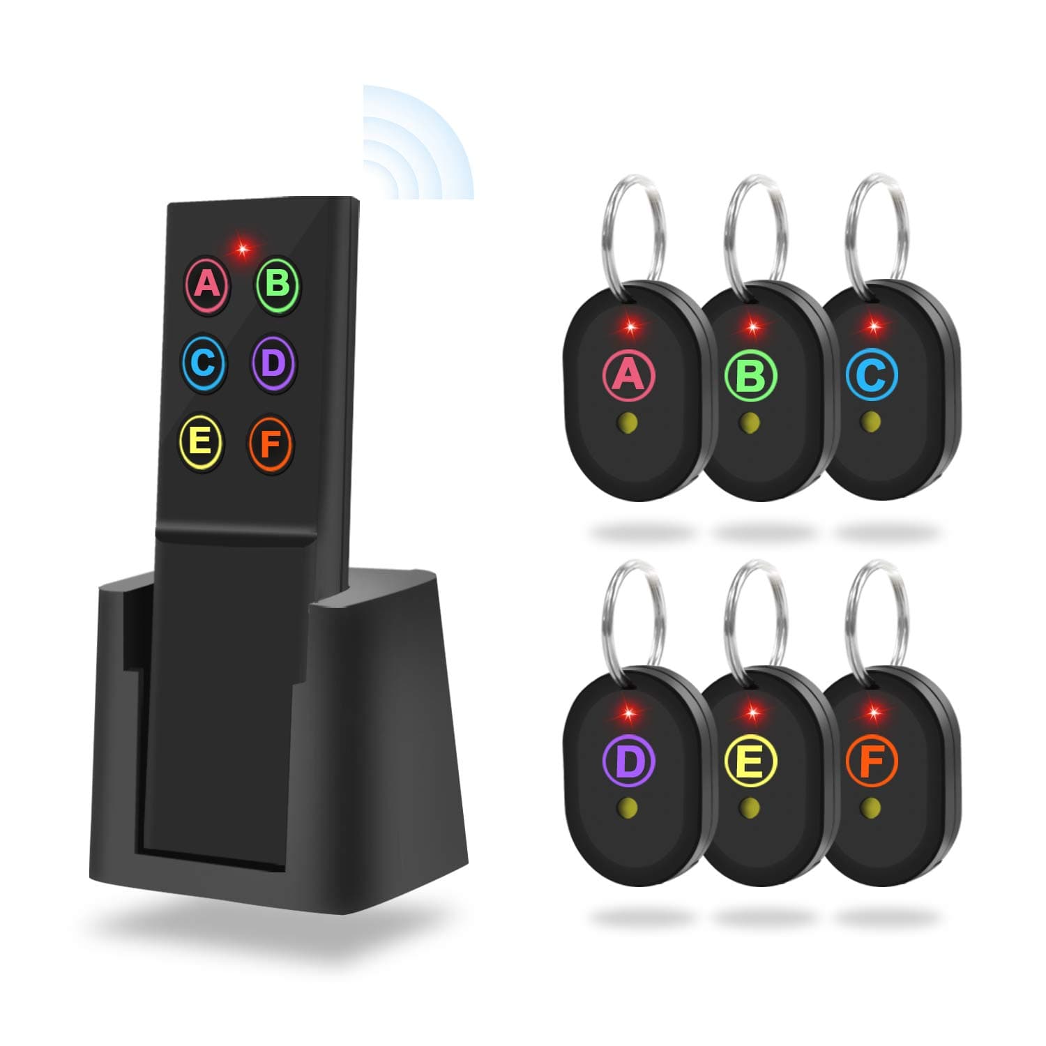Key Finder Object Locator Wireless Smart Tracker Item Locator Remote Control Anti Lost with Alarm Reminder LED Flashlight, Pet Wallet Anything Finder [1 Remote Control Transmitter & 6 Receivers]