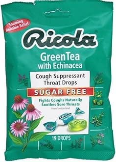 Ricola Sugar Free Green Tea with Echinacea Cough Suppressant Throat Drops 19ct Bag(Pack of 3)