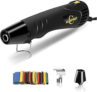 CUBEWAY Mini Heat Gun, 350W 662°F Tiny Hot Air Gun Kit with Reflector Nozzle and Heat Shrink Tubing for Wire Connectors, Embossing Small Heat Gun for Epoxy Resin Vinyl Craft Candle Making,