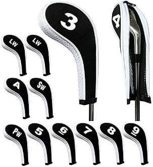 12pcs/Set Number Print Golf Hybrid Club Iron Head Covers with Zipper Long Neck Wedge Headcovers Set for All Irons Titleist, Callaway, Ping, Taylormade, Cobra, Nike