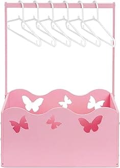 Suzile Wooden Crate for Baby Shower Storage Crate Basket with Handle Baby Registry Hamper Pregnancy Gift for New Parent(Pink,Butterfly)