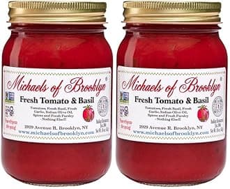 Michaels Of Brooklyn Tomatoes & Fresh Basil Pasta Sauce, Non-GMO, Gluten-Free & Yeast-Free, Made with Garlic, Olive Oil & Parsley, 16 oz, 2-Pack