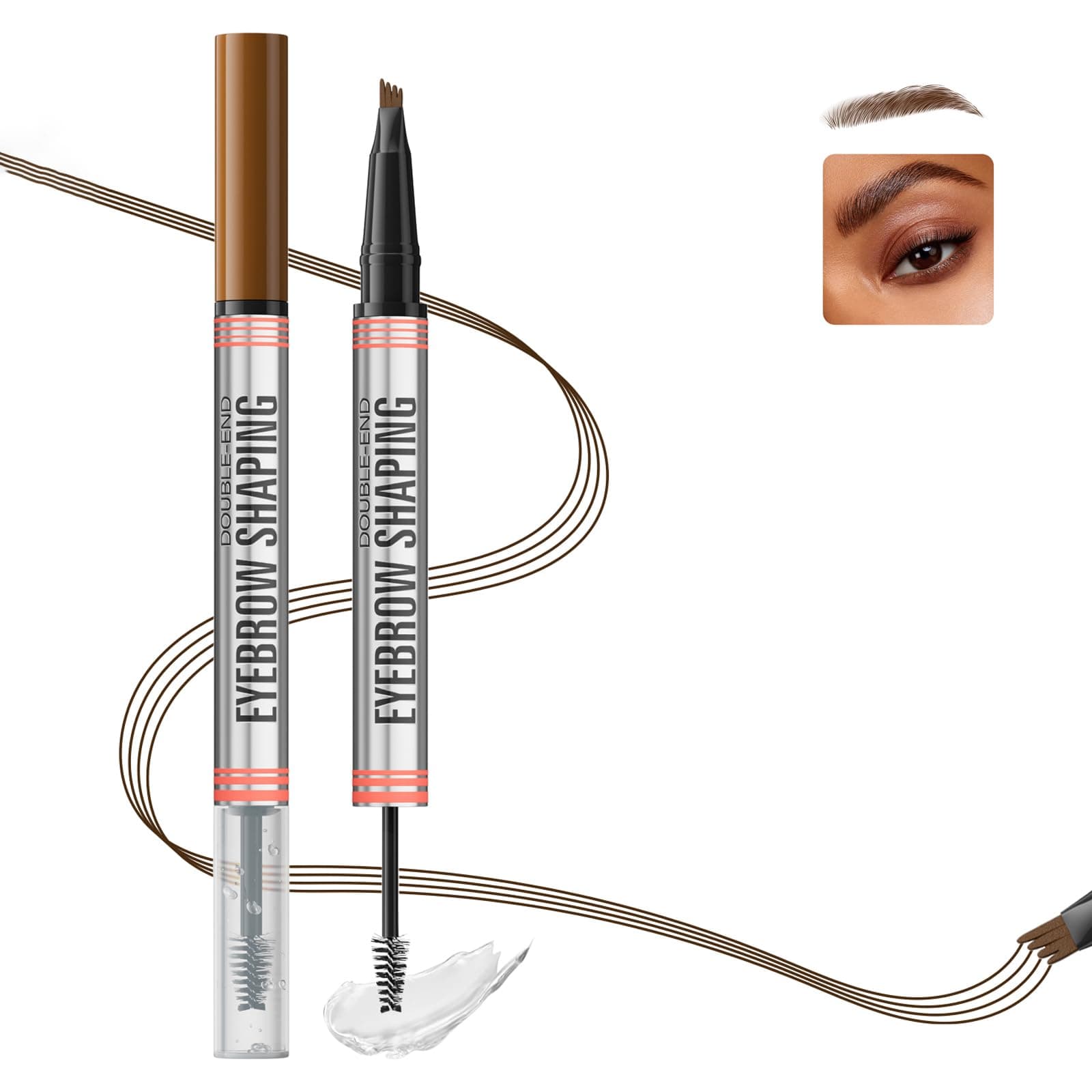 Micro Magic Eyebrow Pencil with 4 Fork Tip Applicator, 3D Magic Micro Eyebrow Pencil, Waterproof, Sweat-Resistant, Smudge-Proof, Lightweight Natural Eyebrow 01 Eyebrow Pencil