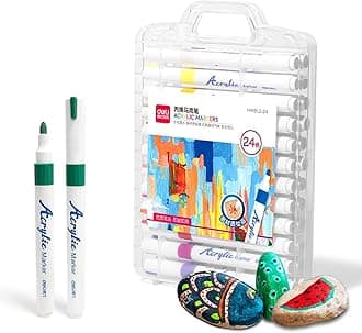 deli Paint Markers Quick Drying Acrylic Marker Pens for Kids Paint Pens for Wood Rock Canvas (24 Colors)