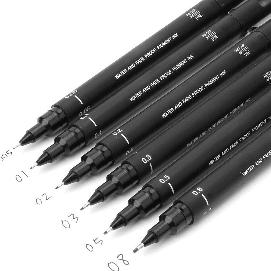 Pin Drawing Pens/6 Assorted Tip Sizes, Uni Pin Technical Fineliner Pens, Pack of 6 Assorted Tip Sizes, Black Ink