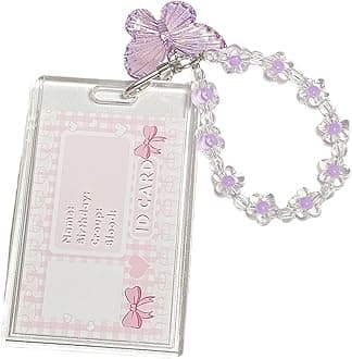 Acrylic Butterfly Kpop Photocard Holder with Keychain, Cute Clear Photo Card Holder for Album Cards, Credit or Bank Cards and ID Badges, Protective Photocard Holder for Display Daily Carry