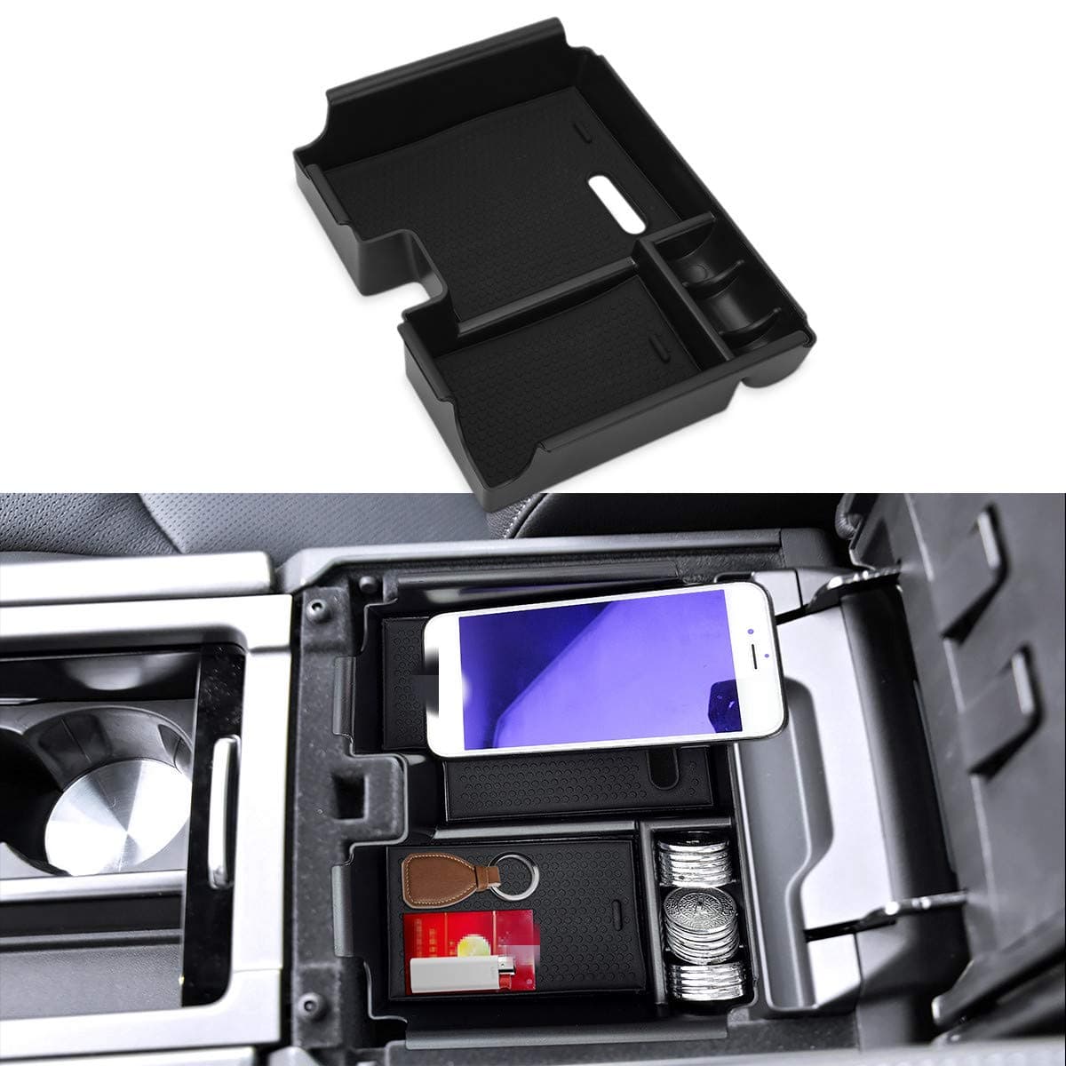 MARCHFA Center Console Organizer Tray Compatible for 2016 2017 2018 Range Rover Evoque Accessories Armrest Organizer Tray Insert Secondary Storage Box for Evoque 2015 2014 2013 2012 2011