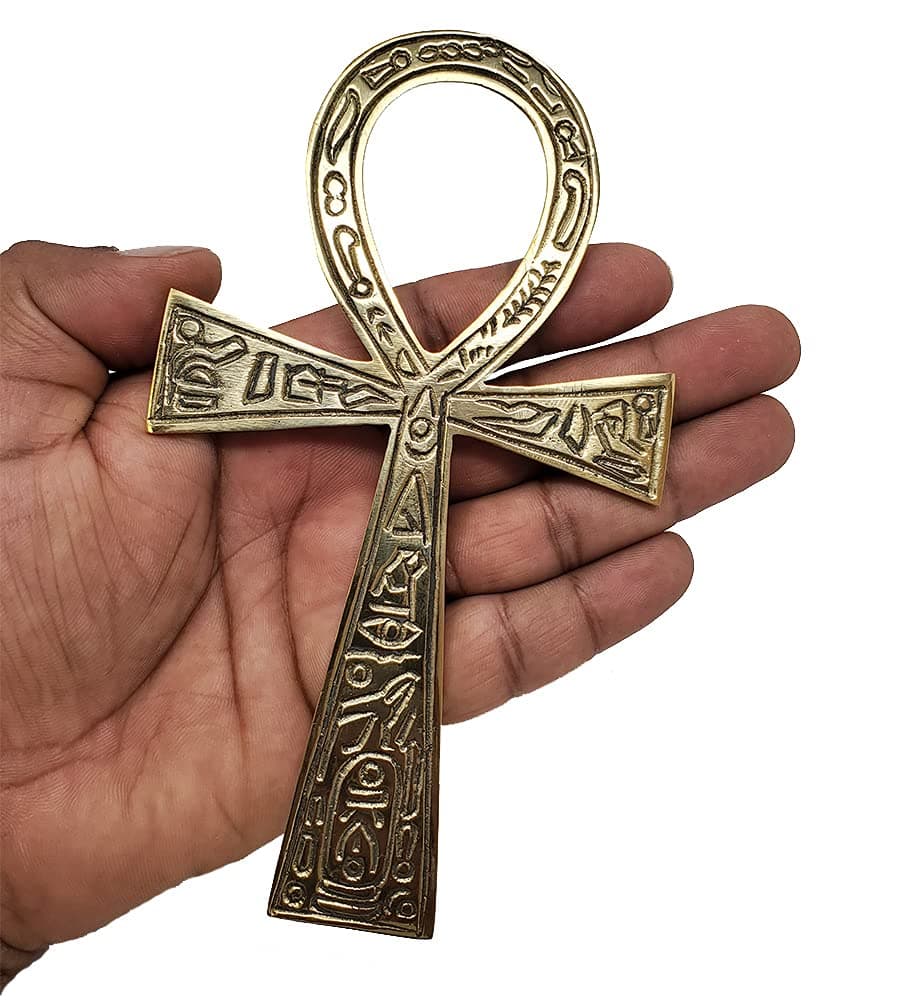 New Age Imports, Inc. Solid Brass Ankh 6.25" ~ Perfect for your Altar, Wall Décor, Gift Giving, Ritual needs. Made of 100% yellow brass quality product ® (Brass Ankh 6.5")