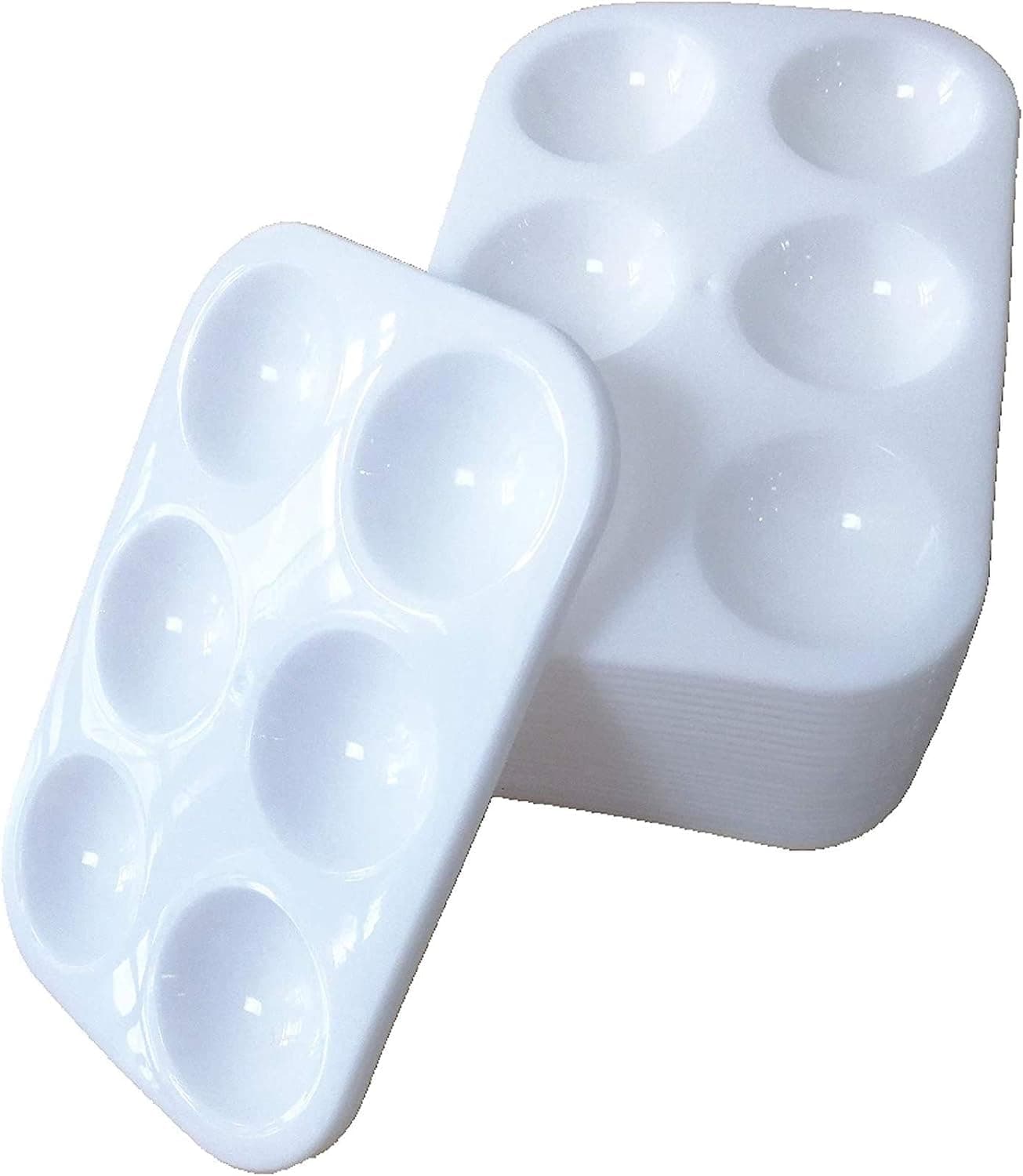 Generic 24 Pieces White Paint Plastic Palettes 6 Well Rectangular Watercolor Oil Palette Painting Tray Artist Craft Palettes, 240024