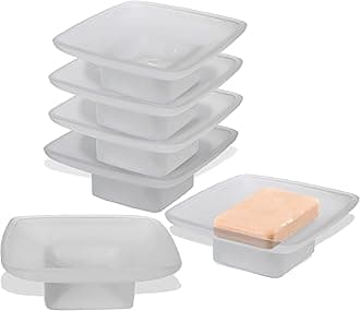 Pure Source India Glass Soap Dish Frosted Square Soap Holder for Bathroom & Kitchen (6 PCS)