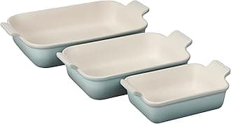 Le Creuset Stoneware Heritage Set 3 Rectangular Dishes, Sea Salt