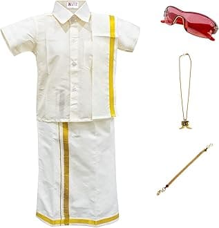 Boys Traditional Dhoti & Shirts SET WITH ACCESSORIES (CREAM WHITE)