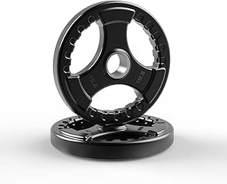 LIONSCOOL 2-Inch Rubber Olympic Grip Weight Plates for Strength Training, Weightlifting, Solid Cast Iron Plate for Barbell in Single/Pair/Set for Home & Gym (2.5-45LB), One Year Warranty