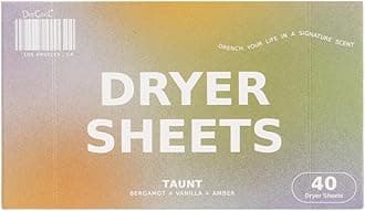 Dryer Sheets | 01 Taunt | 40 Count | Non-Toxic, Vegan Fabric Softener Sheets | Bergamot, Vanilla & Amber Scent | Softens & Freshens